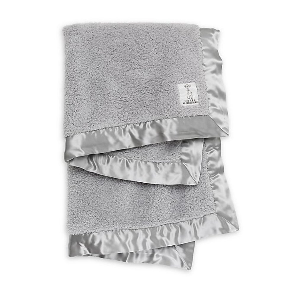 Little Giraffe Large Chenille Receiving Blanket in Silver